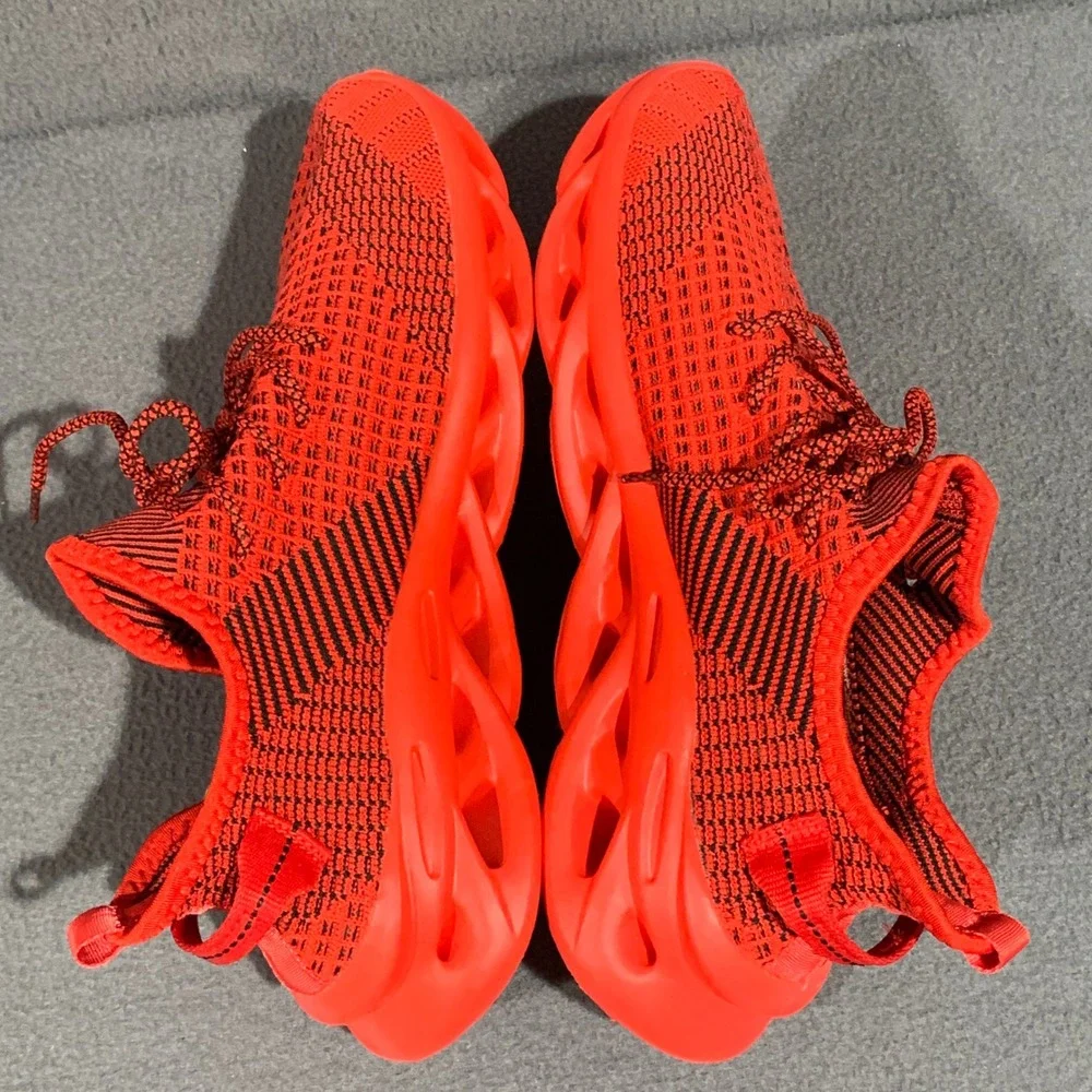LT Damp Shoes Mens Bright Red Knit Mesh Pop Of Color Sneakers Size‎ 14